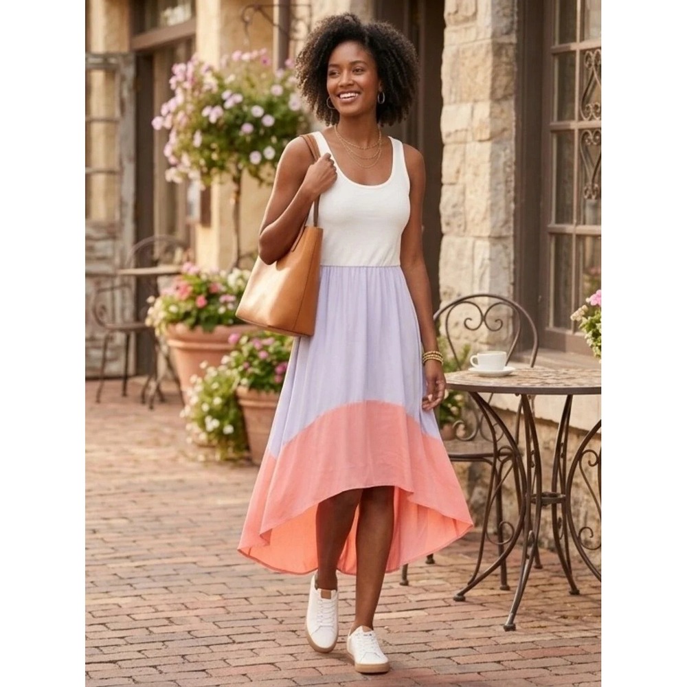 HUTCH colorblock high-low maxi dress women M pastel sleeveless Coquette Girl